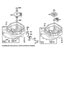 Sump-Engine/Gear-Cam Diagram and Parts List for 12F800-12F899 0821-0829-0873 Briggs and Stratton Engine